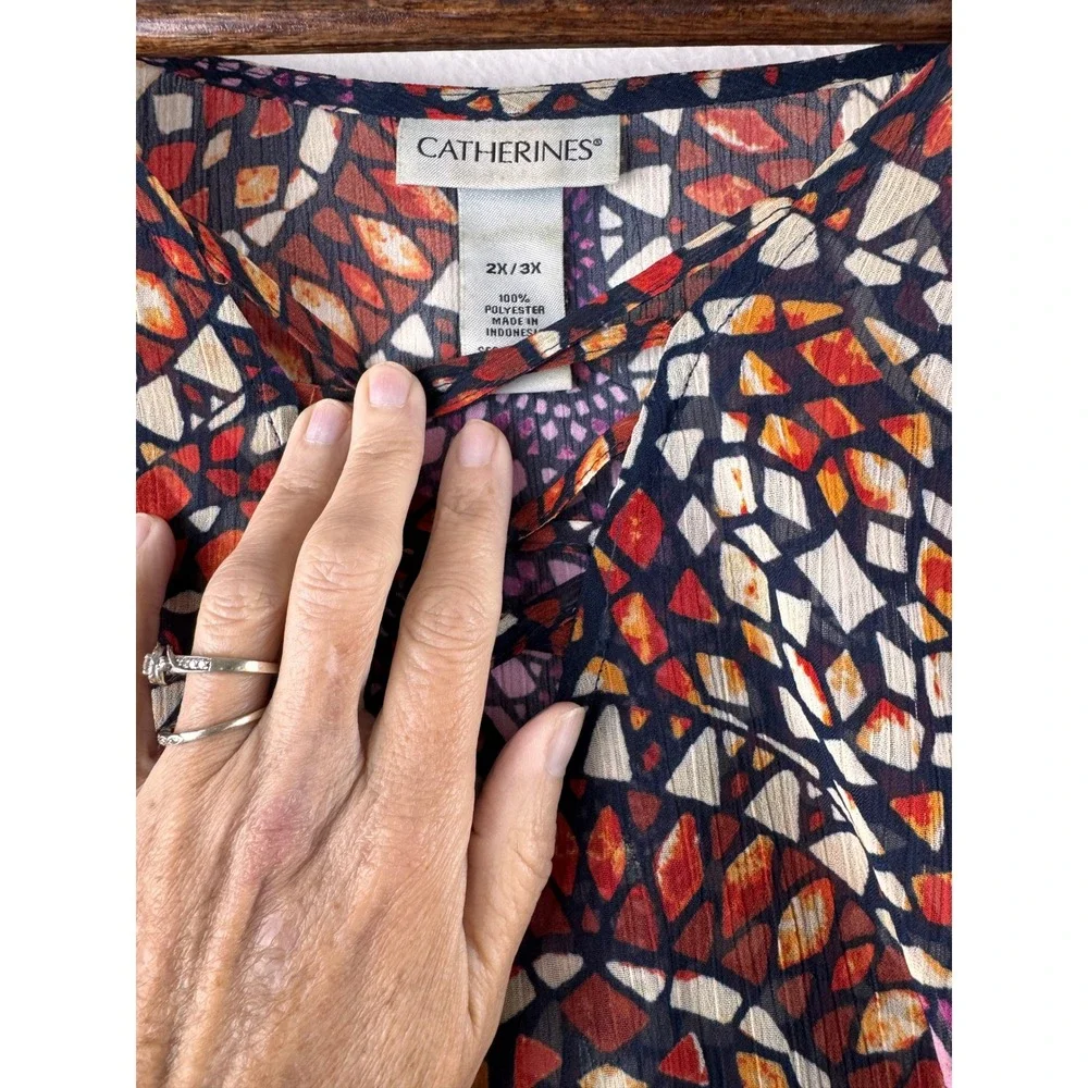 Catherines 2X/3X Boho Sheer Kimono Cover Up